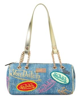 Von Dutch Denim Barrel Bag in Light Denim